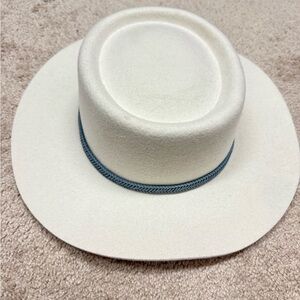 Lack Of Color Cream Wool Rancher Hat with Light Blue Band